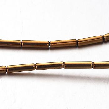 Electroplate Non-magnetic Synthetic Hematite Bead Strands, Tube, Copper Plated, 8x2mm, Hole: 1mm, about 51pcs/strand, 15.7 inch