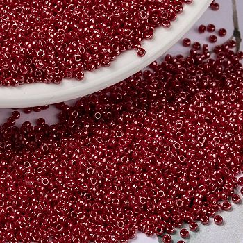 MIYUKI Round Rocailles Beads, Japanese Seed Beads, (RR426) Opaque Red Luster, 15/0, 1.5mm, Hole: 0.7mm, about 5555pcs/10g