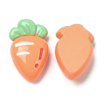 Opaque Resin Fruit Cabochons, for Jewelry Making, Carrot, 28x17x10mm