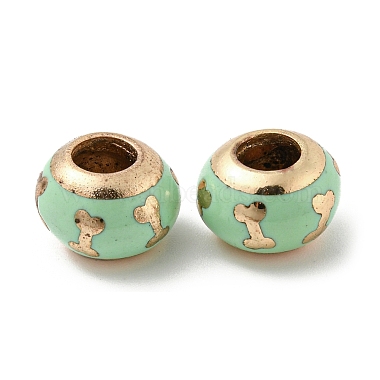 Aquamarine Rondelle Alloy+Enamel European Beads