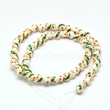 Handmade Flower Printed Porcelain Ceramic Beads Strands(PORC-M005-6mm-M)-3