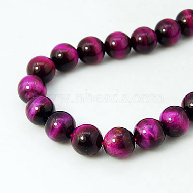 6mm Magenta Round Tiger Eye Beads