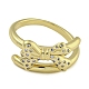 Bowknot Brass Micro Pave Clear Cubic Zirconia Open Cuff Double Rings(RJEW-Z046-04G-02)-3