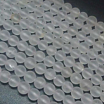 Natural Gemstone Beads Strands, Quartz Crystal, Frosted, Round, White, about 8mm in diameter, hole: 1mm, about 49 pcs/strand, 15.5 inch(G497-2)
