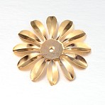 Multi-Petal Flower Iron Bead Caps, Golden, 37x2mm, Hole: 2mm(IFIN-N3296-02)