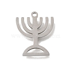 201 Stainless Steel Pendants, Menorah Charms, Stainless Steel Color, 17x14x1mm, Hole: 1.3mm(SA-CBA5D64-04P)