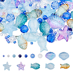 DIY Glass Beads Kits, include Transparent Spray Painted Glass Beads, Electroplate Opaque Glass Beads, Mixed Color(DIY-HS0001-74)