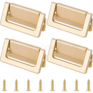 Alloy Embedded Sliding Concealed Cabinet Drawer Handles, Cabinet Wardrobe Drawer Pulls, Light Gold, 74x39.5x6.5mm, Hole: 4mm(DIY-WH0304-143B)