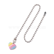 Resin Ceiling Fan Pull Chain Extenders, with Iron Ball Chains, Heart, 332mm, Pendant: 17x18.5x3.5mm(FIND-JF00128-01)