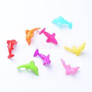 Opaque Acrylic Pendants, Dolphin, Mixed Color, 24x44.5x24.5mm, Hole: 2mm, about 149pcs/500g(SACR-S202-07)