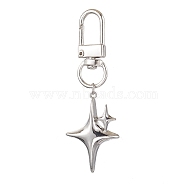 Star Alloy Pendant Decoraton, Swivel Clasps Charms, for Backpack Keychain Ornaments, Platinum, 65mm(HJEW-JM02029-02)