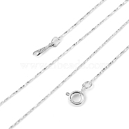 Brass Chain Necklaces, Thin Chain, Silver Color Plated, 0.5mm wide, 16.5 inch(NJEW-D077-S)
