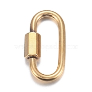 304 Stainless Steel Screw Carabiner Lock Charms, for Necklaces Making, Oval, Golden, 26x13x2mm, Screw: 7x4.5mm(STAS-H107-04B-G)