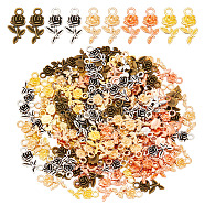 150Pcs 5 Colors Tibetan Style Alloy Pendants, Rose Flower, Mixed Color, 21x10.5x2.5mm, Hole: 2.5mm, 30pcs/color(FIND-AR0004-39)