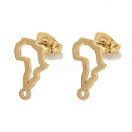 Ion Plating(IP) 304 Stainless Steel Stud Earring Findings, Map, Golden, 12.5x8mm, Hole: 1.2mm, Pin: 0.7x11mm(STAS-I206-02G)