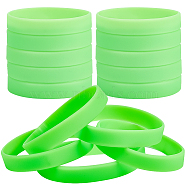 Flat Plain Silicone Cord Bracelet for Men Women, Lawn Green, Inner Diameter: 2-1/2 inch(6.5cm)(BJEW-WH0016-32J)