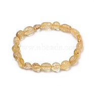 Natural Citrine Stretch Beaded Bracelets, Tumbled Stone, Nuggets, 1-7/8 inch~2-1/8 inch(4.8~5.5cm), Beads: 6~15x6~11x3~11mm(BJEW-K213-C10)