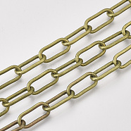 Unwelded Iron Paperclip Chains, Drawn Elongated Cable Chains, with Spool, Antique Bronze, 16x7x1.6mm, about 82.02 Feet(25m)/roll(CH-S125-01B-AB)