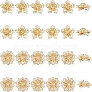 SUPERFINDINGS 24Pcs 2 Style Brass Beads, Flower, Real 18K Gold Plated, 13x13.5x5mm, Hole: 0.8mm and 14.5x14.5x5mm, Hole: 0.9mm, 12pcs/style(FIND-FH0004-18)