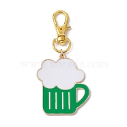 Alloy Enamel Pendant Decorations, with Alloy Swivel Lobster Claw Clasps, Beer Charms, Sea Green, 74mm(HJEW-JM01492)