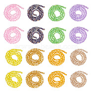 16 Strand 16 Color Transparent Electroplate Glass Beads Strands, AB Color Plated, Faceted Bicone, Mixed Color, 4~4.5x4mm, Hole: 0.7~1mm, 88~96Pcs/strand, 13.5~14.37 inch, 1 Strand/style(EGLA-TA0001-23)