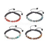 4Pcs 4 Style Natural Mixed Gemstone Braided Bead Bracelets Set, Essential Oil Yoga Jewelry for Women, Inner Diameter: 2-1/8~3-1/2 inch(5.4~9.1cm), 1Pc/style(BJEW-TA00188)