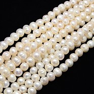 Grade A Natural Cultured Freshwater Pearl Beads Strands, Potato, Creamy White, 11~12mm, Hole: 0.8mm, about 36pcs/strand, 13.77 inch~14.17 inch(PEAR-L001-A-10-01)
