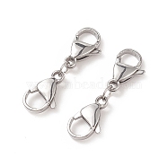 304 Stainless Steel Double Lobster Claw Clasps, Stainless Steel Color, 28mm(STAS-E163-57P-F)