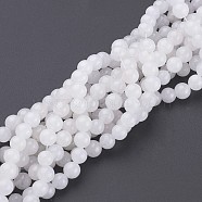 16 inch Natural Gemstone Beads Strands, Round, white Jade, about 6mm in diameter, hole:0.8mm. about 64pcs/strand(X-GSR6mmC138)