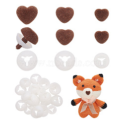 GOMAKERER 36 Sets 3 Styles Heart Flocky & Plastic Safety Craft Noses, with Spacer, for DIY Doll Toys Puppet Plush Animal Making, Coconut Brown, 17~21mm, 12sets/style(FIND-GO0002-16A)