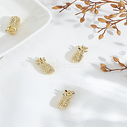 4Pcs Brass Pendants, Pineapple Charms, with Jump Ring, Real 18K Gold Plated, 19x9mm, Hole: 3.5mm(KK-LP0004-14)