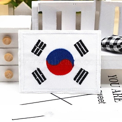Computerized Embroidery Cloth Iron On Patches, Costume Accessories, Appliques, Korea Flag, Colorful, 53x70mm(DIY-WH0057-01)