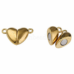 304 Stainless Steel Magnetic Clasps, Heart, Golden, 11x17x5mm, Hole: 1.5mm(STAS-N087-55-55G)