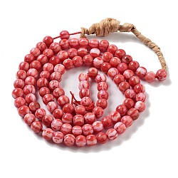 Handmade Lampwork Beads, Round, Red, 7x6.5mm, Hole: 1.5mm, about 103pcs/strand, 25.71''(65.3cm)(LAMP-Z008-03F)