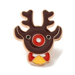 Christmas Series Golden Aolly Brooches, Enamel Pins, Deer, 26x22x2mm(JEWB-U004-02B)