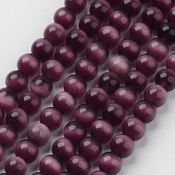 Cat Eye Beads, Round, Purple, 10mm, Hole: 0.8mm, about 39pcs/strand, 15 inch(CER10mm02)
