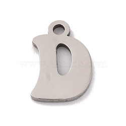 Non-Tarnish 201 Stainless Steel Charms, Laser Cut, Letter Charm, Letter D, 10.5x7.5x1mm, Hole: 1.2mm(STAS-U016-01P-D)