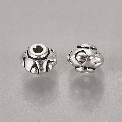 Tibetan Silver Beads, Lead Free & Cadmium Free, Rondelle, Antique Silver, about 6.5mm wide, 5.5mm long, Hole: about 1.5mm(X-AB652)