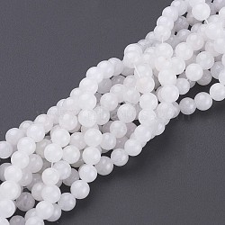 16 inch Natural Gemstone Beads Strands, Round, white Jade, about 6mm in diameter, hole:0.8mm. about 64pcs/strand(X-GSR6mmC138)