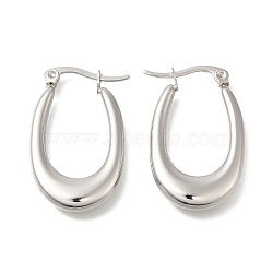 304 Stainless Steel Oval Hoop Earrings for Women, Stainless Steel Color, 28x4mm(EJEW-S227-69P)