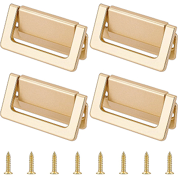 Alloy Embedded Sliding Concealed Cabinet Drawer Handles, Cabinet Wardrobe Drawer Pulls, Light Gold, 74x39.5x6.5mm, Hole: 4mm