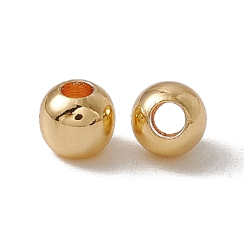 Brass Beads, Long-Lasting Plated, Round, Real 18K Gold Plated, 4x3.5mm, Hole: 1.5mm