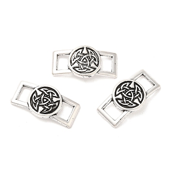 Tibetan Style Alloy Connector Charms, Rectangle with Round, Antique Silver, 12.5x24x2mm, Hole: 4x6mm, about 483pcs/1000g