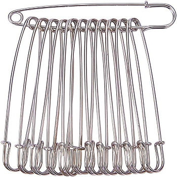 Iron Safety Pins, Brooch Findings, Lead Free & Nicte Free, Platinum, 101x19mm