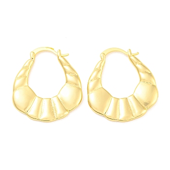 Croissant Shape Rack Plating Brass Hoop Earrings, Long-Lasting Plated, Lead Free & Cadmium Free, Real 18K Gold Plated, 33x29x3mm