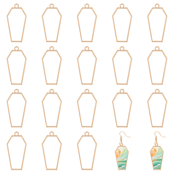 20Pcs Alloy Open Back Bezel Pendants, for Resin, Epoxy Resin Jewelry Making, Polygon, Golden, 42x21x2mm, Hole: 2.5mm