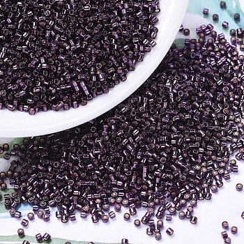 MIYUKI Delica Beads, Cylinder, Japanese Seed Beads, 11/0, (DB0611) Dyed Silver Lined Wine, 1.3x1.6mm, Hole: 0.8mm, about 2000pcs/10g