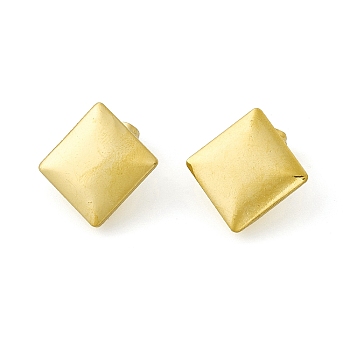 304 Stainless Steel Stud Earrings Finding, Rhombus, with Vertical Loop, Golden, 20x20mm, Hole: 3x4mm, Pin: 0.8mm