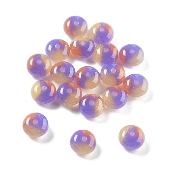 Two Tone Transparent Resin Beads, Imitation Cat Eye Beads, Rondelle, with Glitter Power, Purple, 10x6mm, Hole: 1.5mm