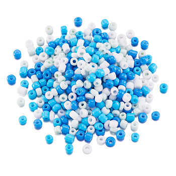 Opaque Glass Round Seed Beads, Mixed Colors, Dodger Blue, 2~2.5x1.5~2mm, Hole: 0.9mm, about 113071pcs/bag